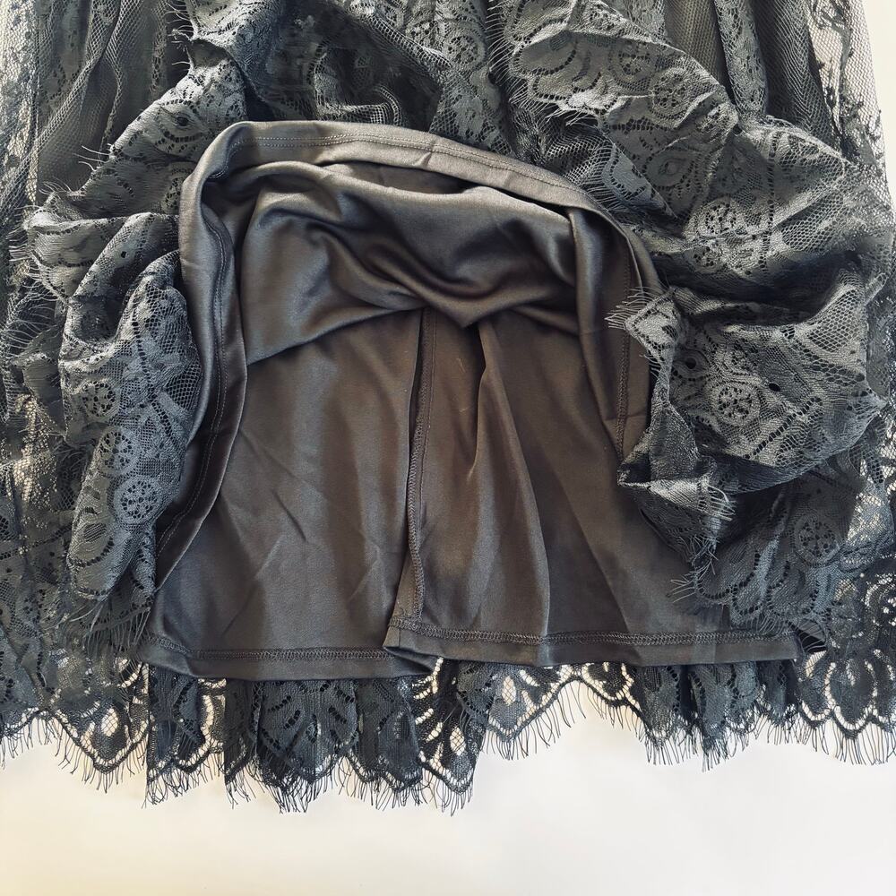 Francesca’s MiAmi Sandra Romantic Black Lace Tulle Midi Dress Women’s Medium NWT - Picture 7 of 8